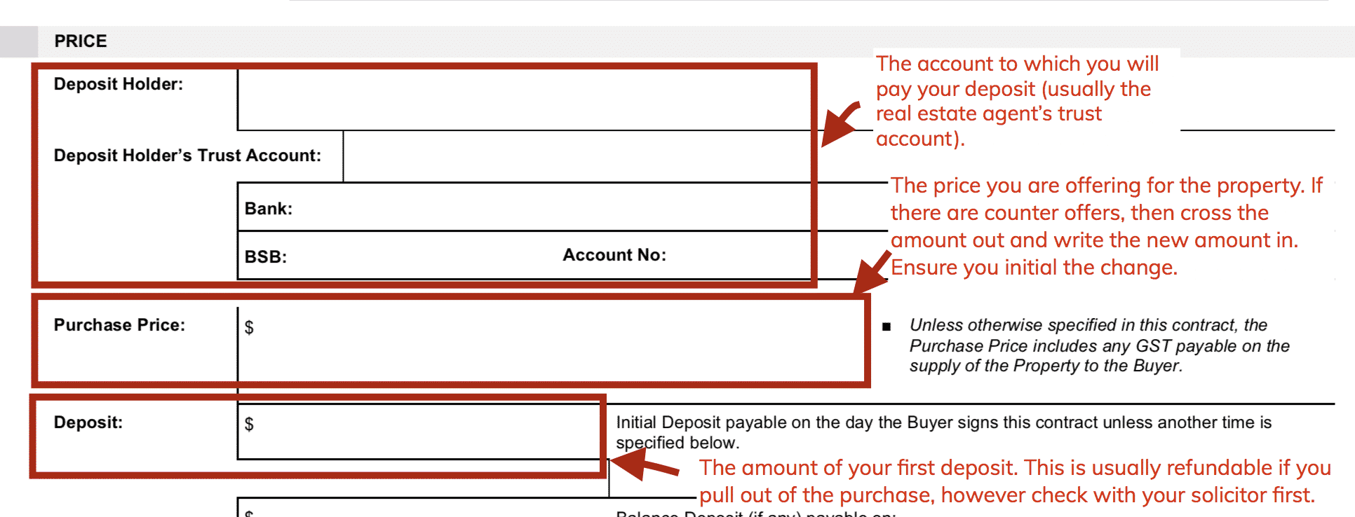 REIQ contract of sale snippet